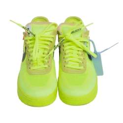 Off-White x Nike Neon Yellow Mesh And Fabric Air Force 1 Volt Sneakers Size 38