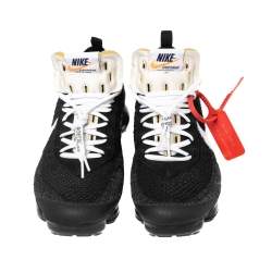 Pre Owned Nike x Off-White Black Knit Fabric And Suede Air Vapormax Sneakers Size 42.5