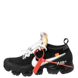 Pre Owned Nike x Off-White Black Knit Fabric And Suede Air Vapormax Sneakers Size 42.5