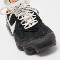 Pre Owned Off-White x Nike Black Knit Fabric and Suede Air VaporMax Sneakers Size 40.5