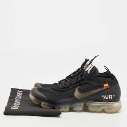 Off-White x Nike Black Knit Fabric Vapormax Sneakers Size 40.5