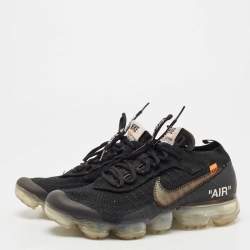 Off-White x Nike Black Knit Fabric Vapormax Sneakers Size 40.5