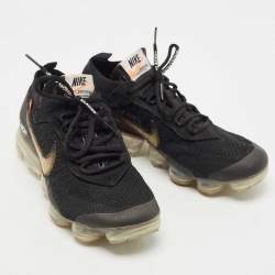 Off-White x Nike Black Knit Fabric Vapormax Sneakers Size 40.5