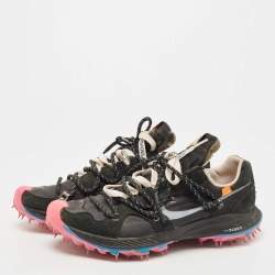 Pre Owned Off-White x Nike Black/Pink Suede and Nylon Zoom Terra Kiger 5 Sneakers Size 40