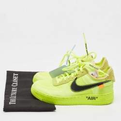 Off-White x Nike Green Mesh and Suede Force 1 Low White Volt Sneakers Size 36
