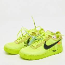 Off-White x Nike Green Mesh and Suede Force 1 Low White Volt Sneakers Size 36