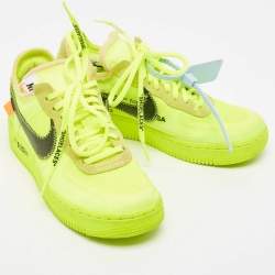 Off-White x Nike Green Mesh and Suede Force 1 Low White Volt Sneakers Size 36