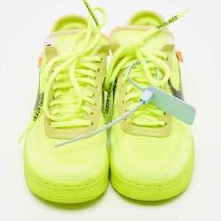 Off-White x Nike Green Mesh and Suede Force 1 Low White Volt Sneakers Size 36