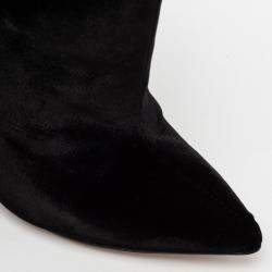 Olcay Gulsen Black Velvet Pointed Toe Ankle Boots Size 37