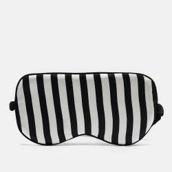 Pre Owned Olivia von Halle White Striped Silk Satin Nika Reversible Eye Mask One Size