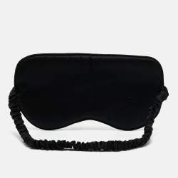 Pre Owned Olivia von Halle White Striped Silk Satin Nika Reversible Eye Mask One Size