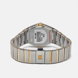 Omega Champagne Diamond 18k Yellow Gold Stainless Steel Constellation 123.20.27.60.58.003 Women's Wristwatch 27 mm