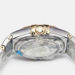 Pre Owned Omega Champagne Diamond 18k Yellow Gold Stainless Steel Constellation 123.20.38.21.58.001 Men's Wristwatch 38 mm