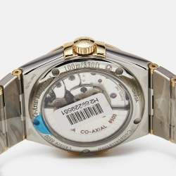 Pre Owned Omega Champagne Diamond 18k Yellow Gold Stainless Steel Constellation 123.20.38.21.58.001 Men's Wristwatch 38 mm