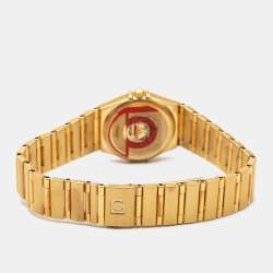 Pre Owned Omega Champagne Diamond 18k Yellow Gold Constellation 1167.10.00 Women's Wristwatch 22.5 mm