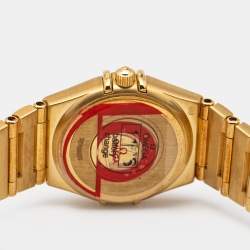 Pre Owned Omega Champagne Diamond 18k Yellow Gold Constellation 1167.10.00 Women's Wristwatch 22.5 mm