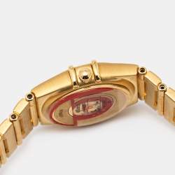 Pre Owned Omega Champagne Diamond 18k Yellow Gold Constellation 1167.10.00 Women's Wristwatch 22.5 mm