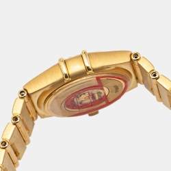 Pre Owned Omega Champagne Diamond 18k Yellow Gold Constellation 1167.10.00 Women's Wristwatch 22.5 mm