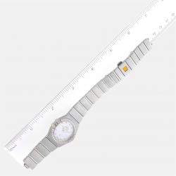 Omega White Mother Of Pearl Diamond Stainless Steel Constellation 123.15.24.60.55.006 Quartz Women's Wristwatch 24 mm