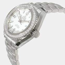 Omega White Stainless Steel Seamaster Planet Ocean Automatic Women's Wristwatch 37.5 mm