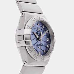 Omega Blue Diamond Mother Of Pearl Stainless Steel Constellation 123.10.27.20.57.001 Automatic Women's Wristwatch 27 mm