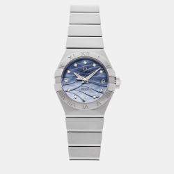 Omega Blue Diamond Mother Of Pearl Stainless Steel Constellation 123.10.27.20.57.001 Automatic Women's Wristwatch 27 mm