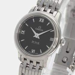 Omega Black Stainless Steel De Ville Prestige Quartz Women's Wristwatch 24 mm