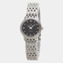 Omega Black Stainless Steel De Ville Prestige Quartz Women's Wristwatch 24 mm