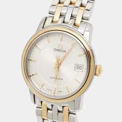 Omega Silver 18K Yellow Gold Stainless Steel De Ville 4390.31.00 Women's Wristwatch 27 mm