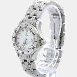 Omega White Stainless Steel Seamaster Professional 2582.20 Quartz Women's Wristwatch 29 mm