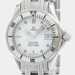 Omega White Stainless Steel Seamaster Professional 2582.20 Quartz Women's Wristwatch 29 mm