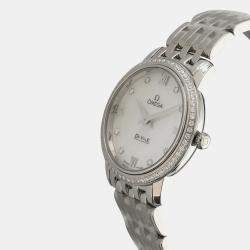 Omega White Diamond Stainless Steel De Ville Prestige 424.15.27.60.55.001 Quartz Women's Wristwatch 27 mm