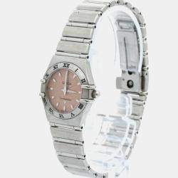 Omega Pink Stainless Steel Constellation  Quartz Women's Wristwatch 22 mm