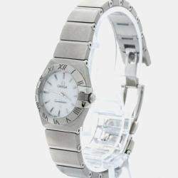 Omega White Shell Stainless Steel Constellation 123.10.24.60.05.001 Automatic Women's Wristwatch 24 mm