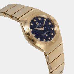 Omega Blue Diamond 18k Yellow Gold Constellation Quartz Women's Wristwatch 25 mm