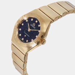 Omega Blue Diamond 18k Yellow Gold Constellation Quartz Women's Wristwatch 25 mm