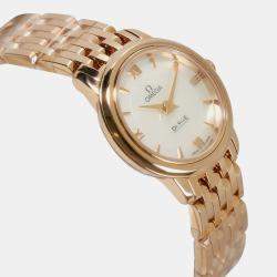 Omega White Mother of Pearl De Ville Prestige Quartz Women's Wristwatch 24 mm