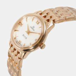 Omega White Mother of Pearl De Ville Prestige Quartz Women's Wristwatch 24 mm