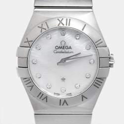 Omega Mother Of Pearl Diamond Stainless Steel Constellation 123.10.27.60.55.004 Women's Wristwatch 27 mm