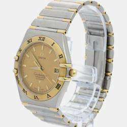 Omega Champagne 18k Yellow Gold Stainless Steel Constellation 1302.10 Automatic Women's Wristwatch 36 mm