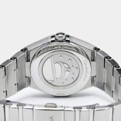 Pre Owned Omega Silver Diamond Stainless Steel Constellation 133.10.28.60.52.001 Women's Wristwatch 28 mm