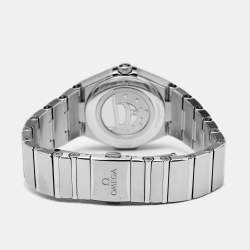 Pre Owned Omega Silver Diamond Stainless Steel Constellation 133.10.28.60.52.001 Women's Wristwatch 28 mm