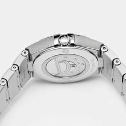 Pre Owned Omega Silver Diamond Stainless Steel Constellation 133.10.28.60.52.001 Women's Wristwatch 28 mm