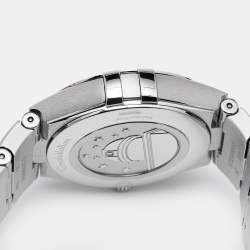Pre Owned Omega Silver Diamond Stainless Steel Constellation 133.10.28.60.52.001 Women's Wristwatch 28 mm