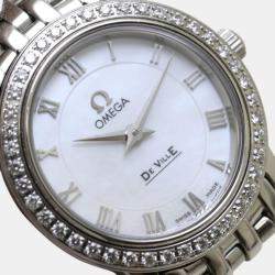 Omega White Stainless Steel De Ville Prestige 4575.71.00 Quartz Women's Wristwatch 22 mm