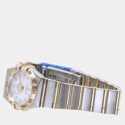 Omega White Stainless Steel Diamond Constellation 4575.71 Quartz Women's Wristwatch 22 mm