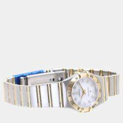 Omega White Stainless Steel Diamond Constellation 4575.71 Quartz Women's Wristwatch 22 mm