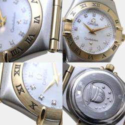 Omega White Stainless Steel Diamond Constellation 4575.71 Quartz Women's Wristwatch 22 mm