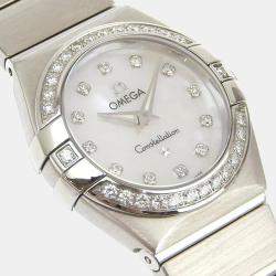 Omega Silver Diamond Stainless Steel Constellation 123.15.24.60.55.001 Quartz Women's Wristwatch 25 mm