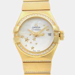 Omega White 18K Gold Constellation 123.55.27.20.05.002 Automatic Women's Wristwatch 27 mm
